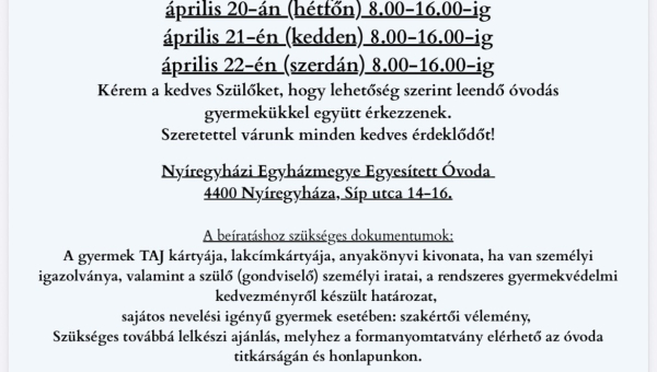 Óvodai beiratkozás